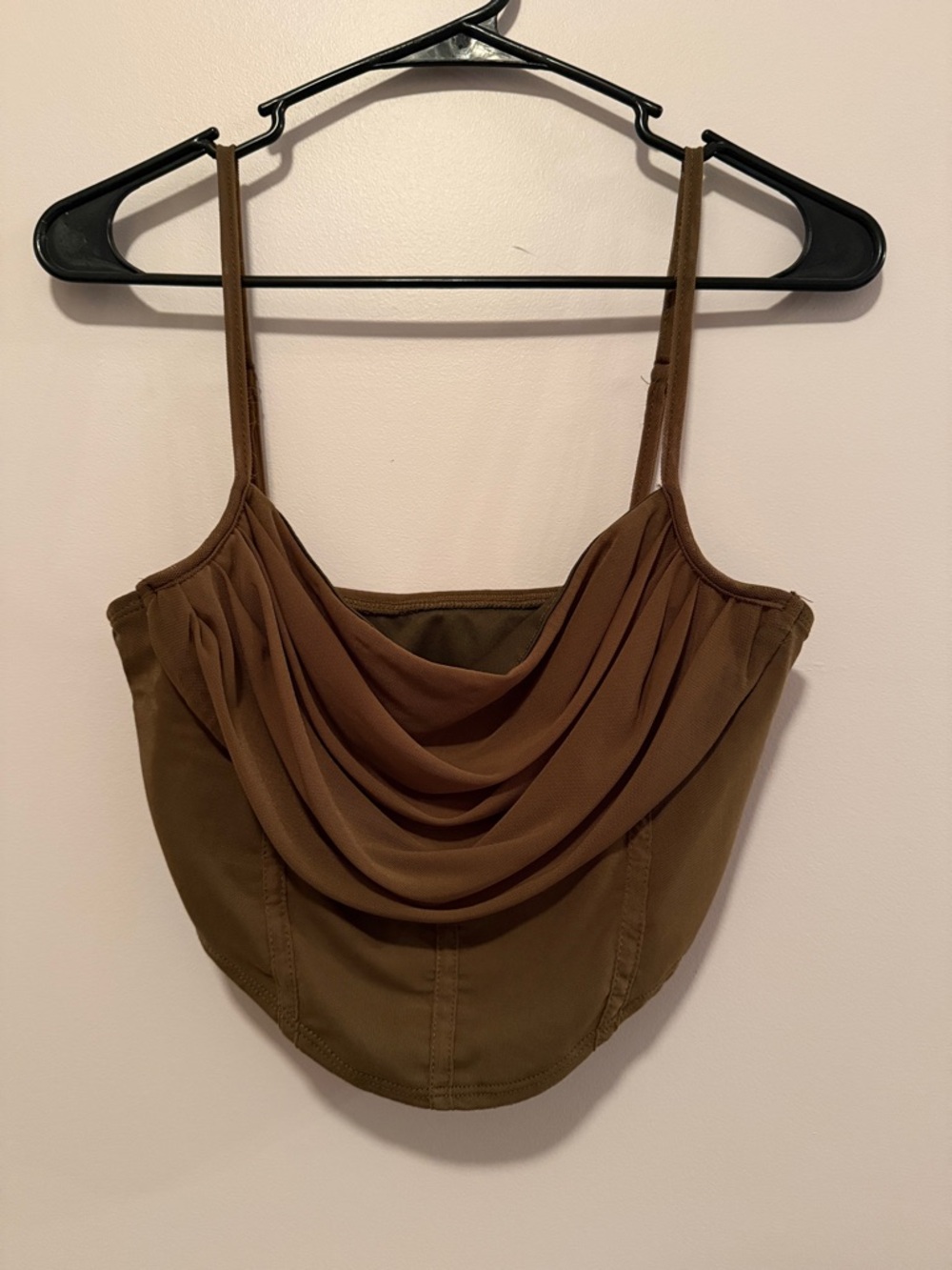 Olive Greeb Draped Cowl Neck Women's Tank Top